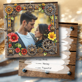 Reserve A Data Steampunk Metal & Wood Personalizado RSVP