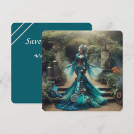 Reserve A Data Steampunk Vintage Victorian Lady Teal Mermaid