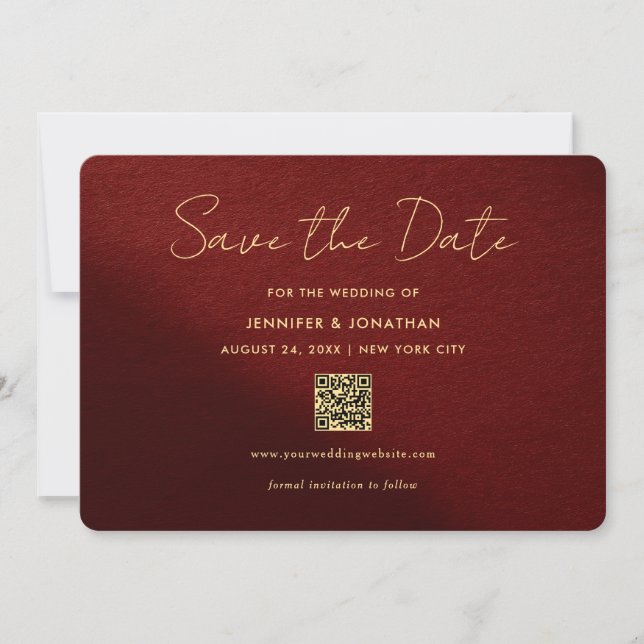 Reserve A Data Stylish Gold Calligraphy Script Save The Dates (Frente)