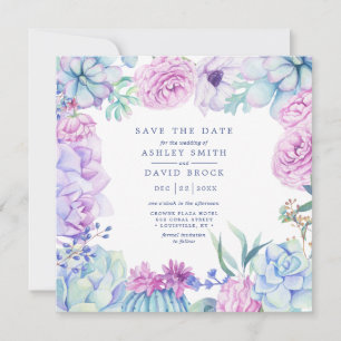 Reserve A Data Suculentas Florais Aquarela Pastel Save The Date