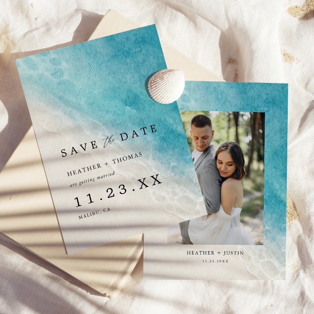 Reserve A Data Summer Watercolor Beach Ocean Photo (Criador carregado)