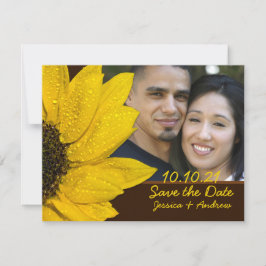 Reserve A Data Sunflower Brown Photo Wedto Save the Date Card