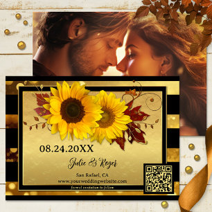 Reserve A Data Sunflower Dourado Black Photo Save the Date Card