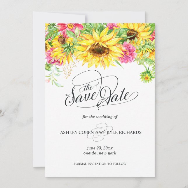 Reserve A Data Sunflower Save the Date Card (Frente)