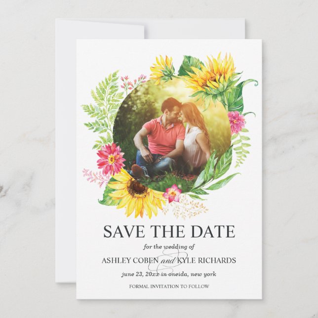 Reserve A Data Sunflower Save the Date Card (Frente)