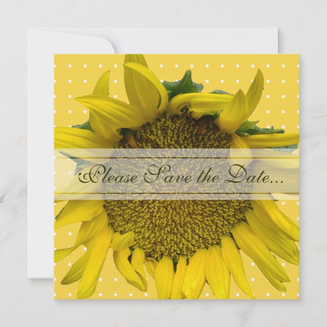 Reserve A Data Sunflower Save The Date com pontos (Frente)