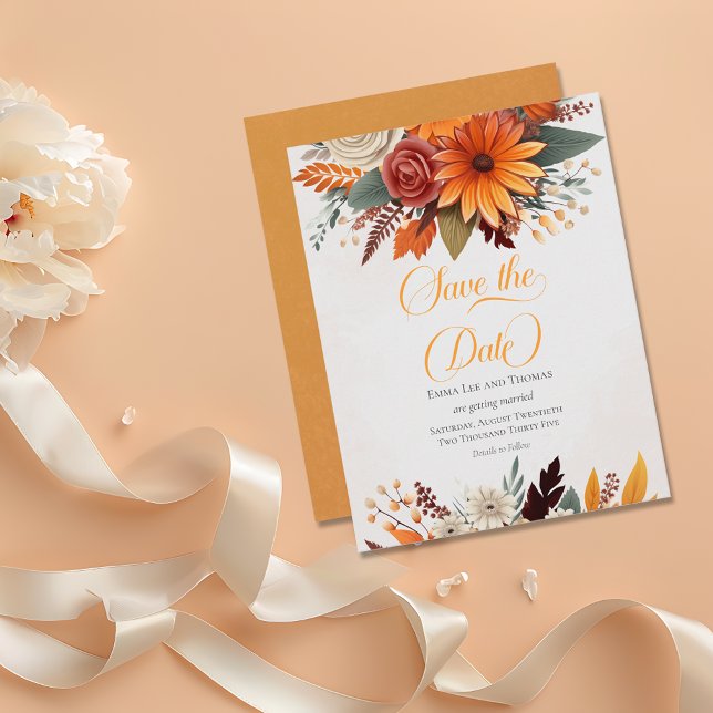 Reserve A Data Sunset Autumn Floral Wedding (Criador carregado)