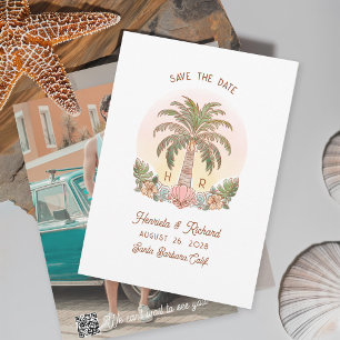 Reserve A Data Sunset Palm Tree Watercolor Monograma Beach