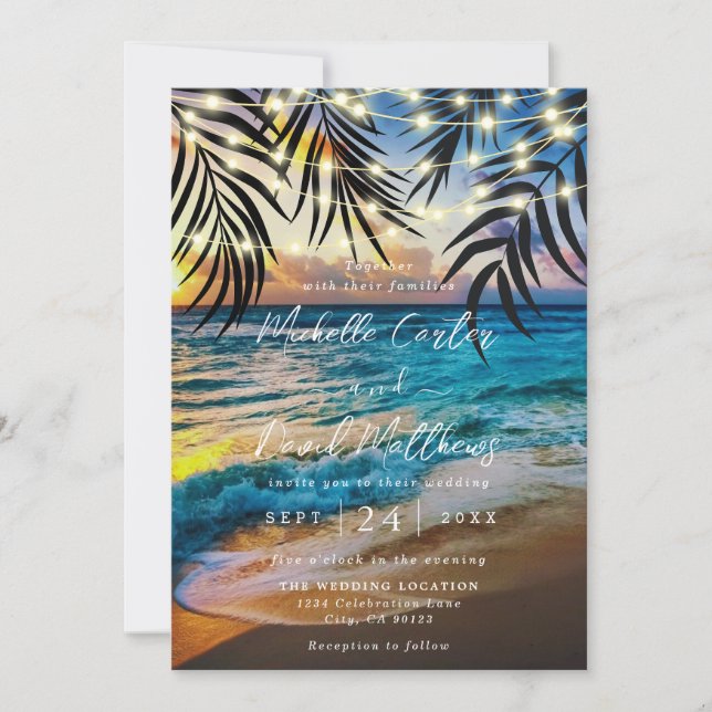 Reserve A Data Sunset String Lights Beach Weditation (Frente)