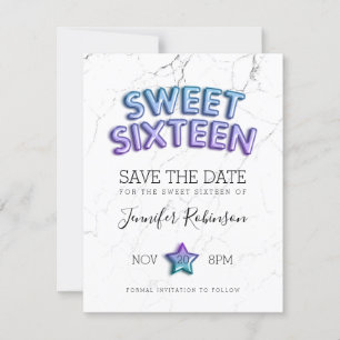 Reserve A Data Sweet 16 Save The Date Smermaid Balloons Glitter