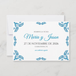 Reserve A Data Talavera Turquoise Minimalist Spanish Wedding