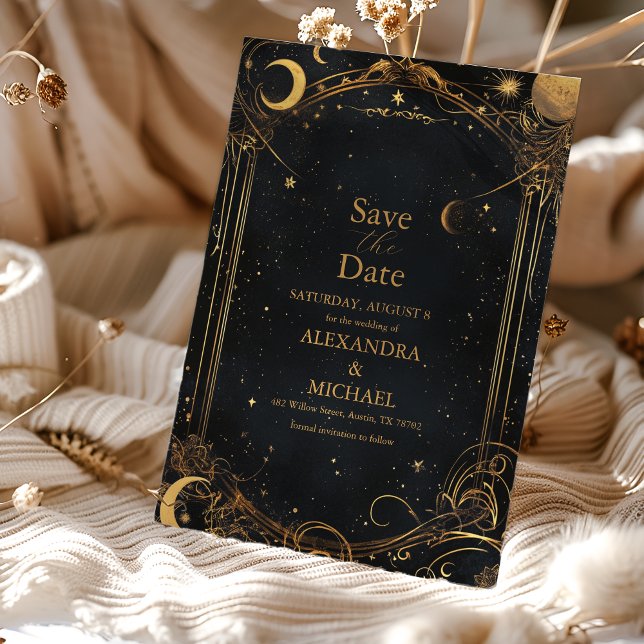 Reserve A Data Tarot Celestial Weding Sun Moon Stars Dourado (Criador carregado)