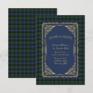 Reserve A Data Tartan Antigo Observador Negro Com Quadro Dourado