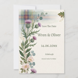 Reserve A Data Tartan de Cardo de Flor Silvestre Escocesa Salvar 