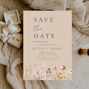 Reserve A Data Taupe Beige Wildflower Boho Salvar Data