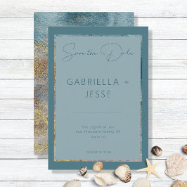 Reserve A Data Teal de Abstrato de Praia Moderna e Dourado Salvar