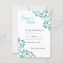 Reserve A Data Teal Floral do Dia Moderno