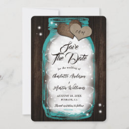 Reserve A Data Teal Mason Jar String Luzes Barn Casamento de Made