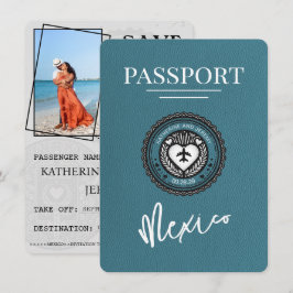 Reserve A Data Teal Mexico Passport Save Date (Salvem A Data)