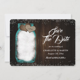 Reserve A Data Teal Rustic Mason Jar String Luz Casamento De Made