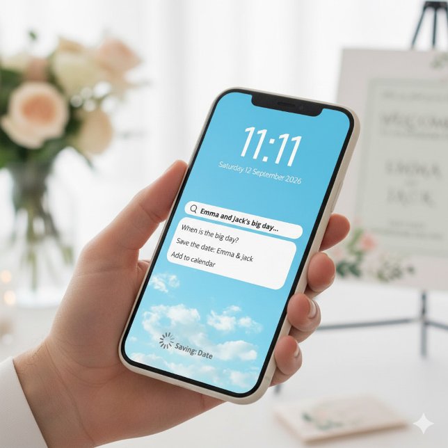 Reserve A Data Tela de bloqueio de telefone engraçada para salvar (Minimal fun lock screen style digital,wedding invite event date, and `'save the date". )