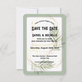 Reserve A Data Tema Botânico de Casamento Preto Dourado Arqueado