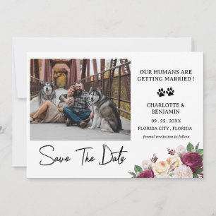 Reserve A Data Tema de Cachorro Floral Bordô com Foto Personaliza