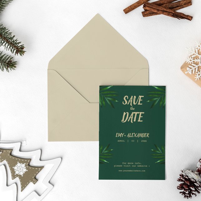 Reserve A Data Tema Rico do Ouro Verde Salvar a Data (Nature theme Save the date wedding card )