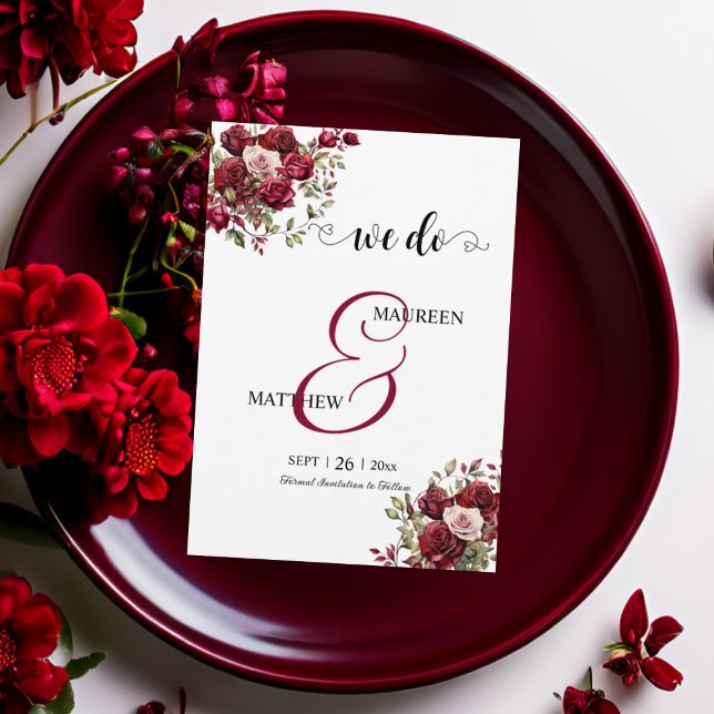 Reserve A Data Temos! Casamento de Script Moderno Floral da Burgu (Criador carregado)
