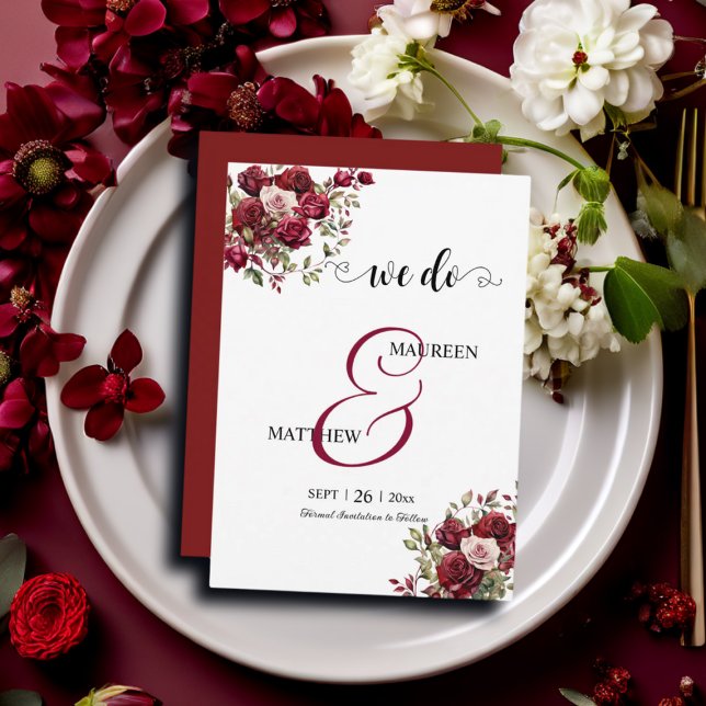Reserve A Data Temos! Casamento de Script Moderno Floral da Burgu (Criador carregado)