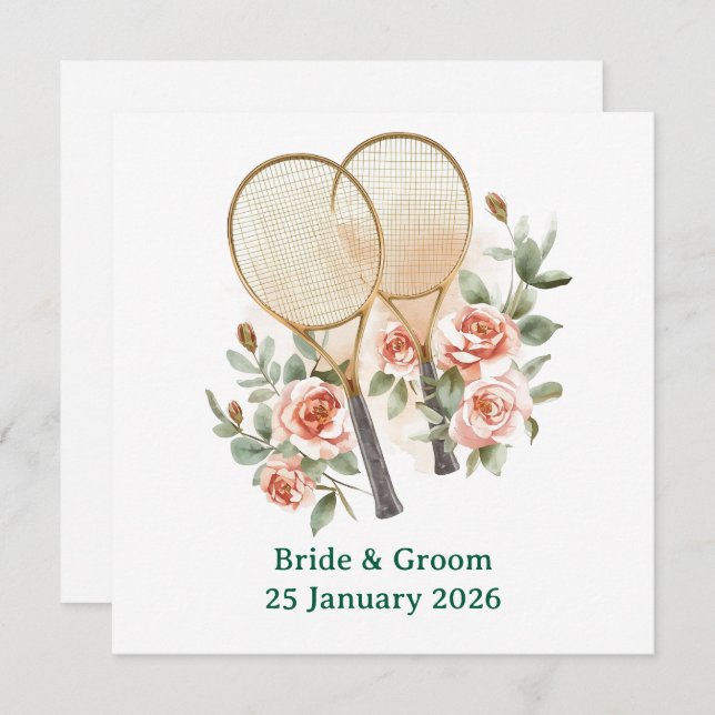 Reserve A Data Tennis Save the date Invitation  for Wedding  (Frente/Verso)