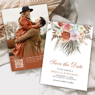 Reserve A Data Terra Floral Pampas Terracota Fotografia Casamento