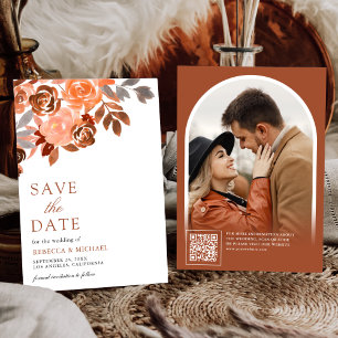 Reserve A Data Terra Rústica Terracota Floral Casamento Foto