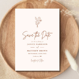 Reserve A Data Terracota Boho Minimalista Botânicos Casamento