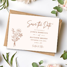 Reserve A Data Terracota Boho Minimalista Elegante Foto Casamento