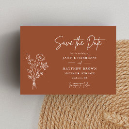 Reserve A Data Terracota Boho Minimalista Elegante Foto Casamento