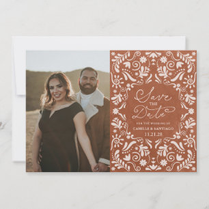 Reserve A Data Terracota Papel Picado Foto Salve a Data