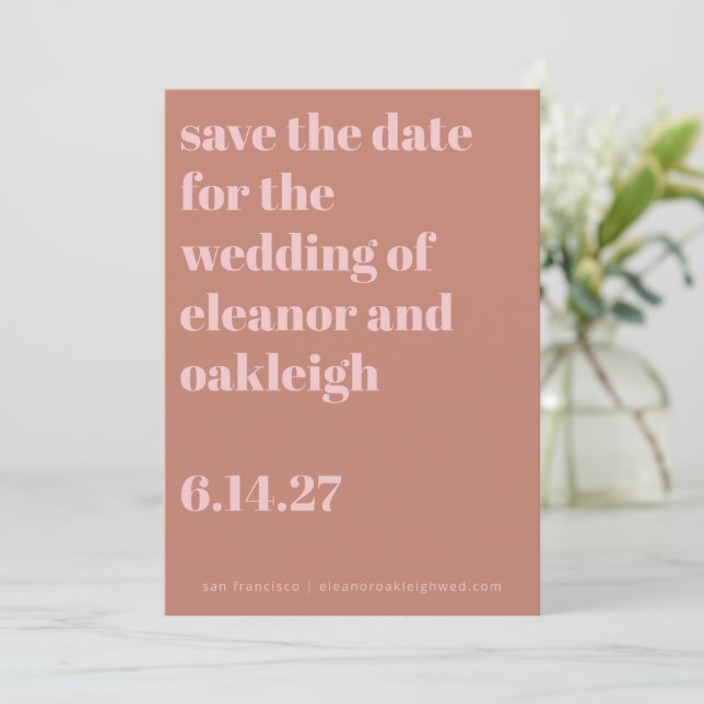 Reserve A Data Terracotta Blush Modern Wedds (Em pé/Frente)
