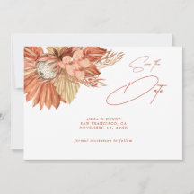 Terracotta Boho Secou Pampas Florais Salvar A Data