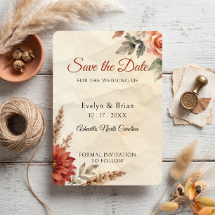 Reserve A Data Terracotta Dahlia Grama Pampas Outono Boho Casamen