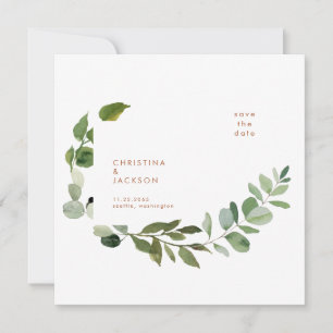 Reserve A Data Terracotta Eucalyptus Wedding Square Save Date
