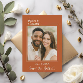 Reserve A Data Terracotta ivory photo wedding Save the Date