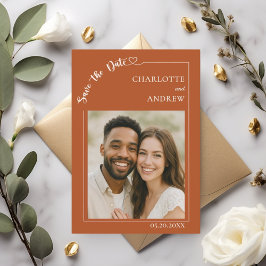 Reserve A Data Terracotta marfim foto casamento Save the Date