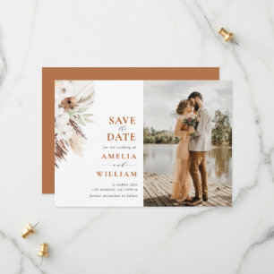Reserve A Data terracotta pampas floral casamento Salve a data