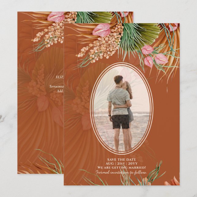 Reserve A Data Terracotta Pampas Grass PHOTO Casamento Salve A Da (Frente/Verso)