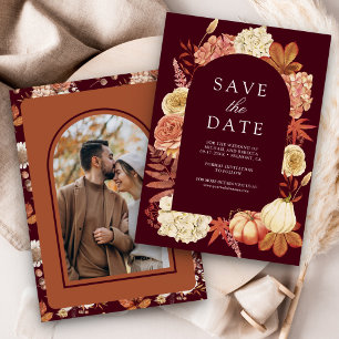 Reserve A Data Terracotta Pumpkin Casamento Floral Burgundy