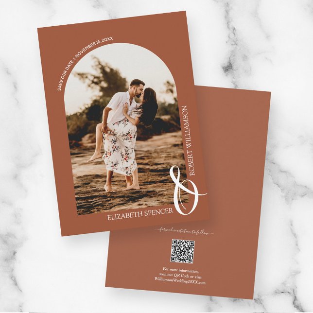 Reserve A Data Terracotta QR Code Wedding Foto Salvar Data (Criador carregado)