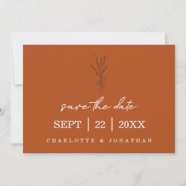 Reserve A Data Terracotta Rustic Modern Hand Escrito Casamento