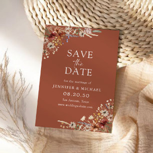 Reserve A Data Terracotta Tiny Wildflower Save The Date Card