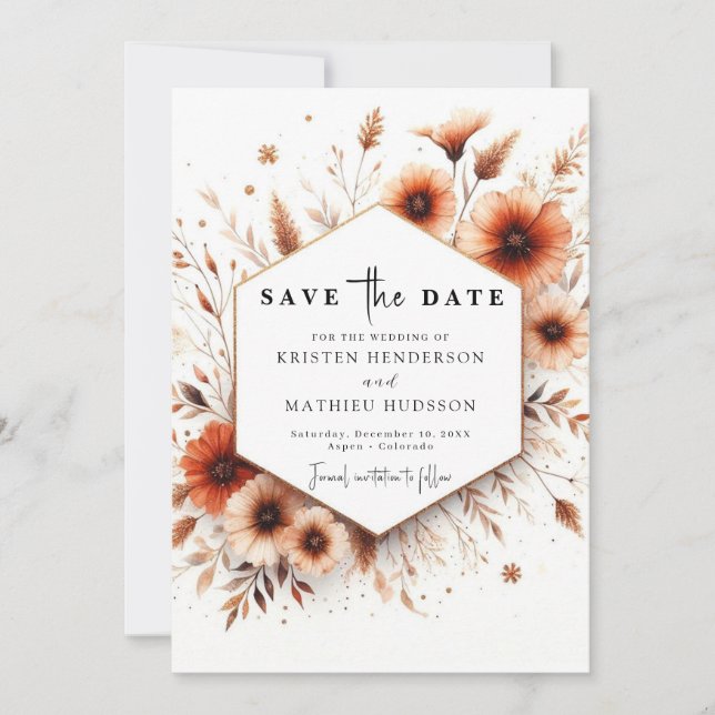 Reserve A Data Terracotta Wedding Floral Rustic (Frente)